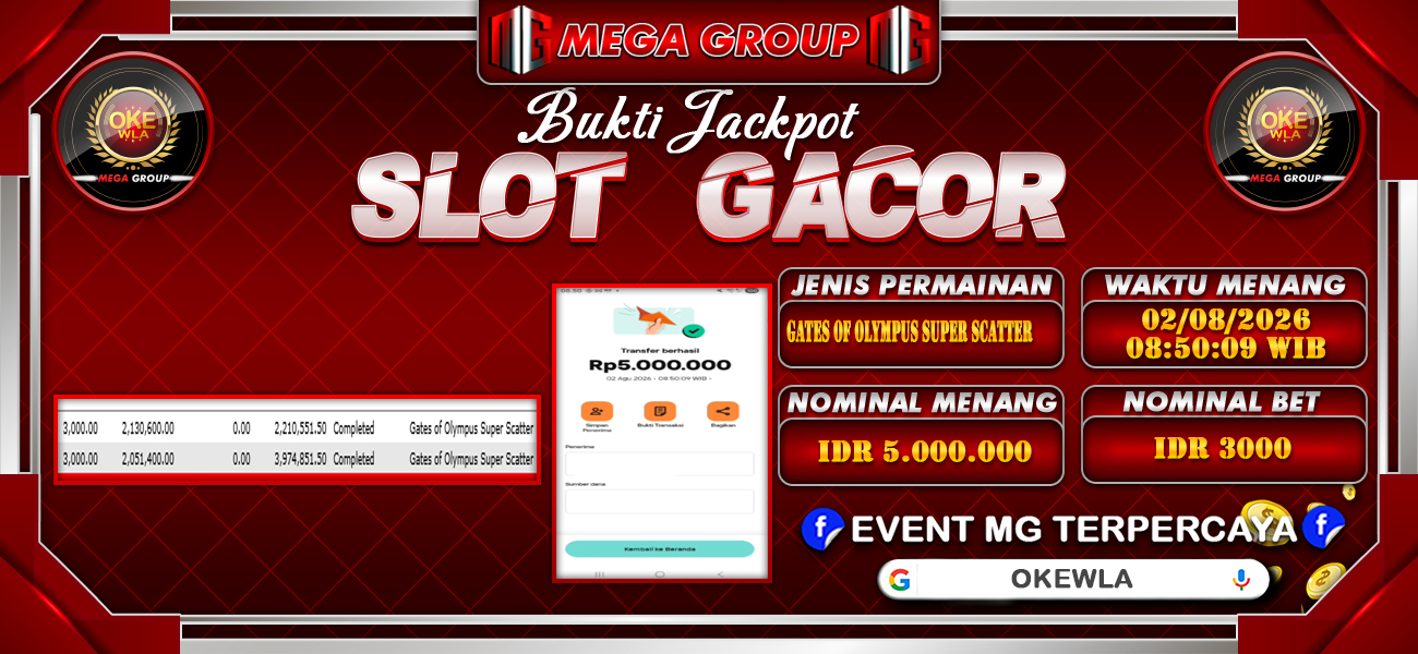 Bukti JP situs Okewla hari Sabtu, 01 Agustus 2026