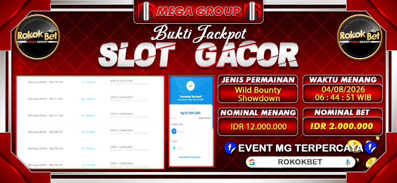 Bukti JP situs Rokokbet hari Selasa, 04 Agustus 2026